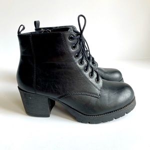 Black Booties with Lace, Size 7.5